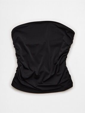 American Eagle Outfitters Ruched Black Strapless Bandeau Crop Top NWT